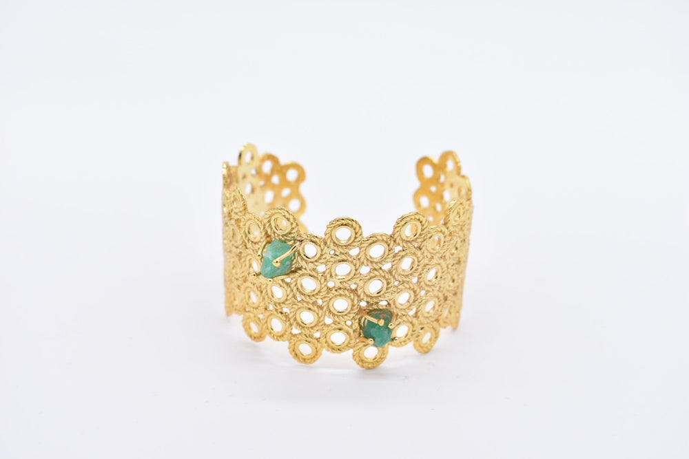 Honeycomb Raw Emerald Cuff 