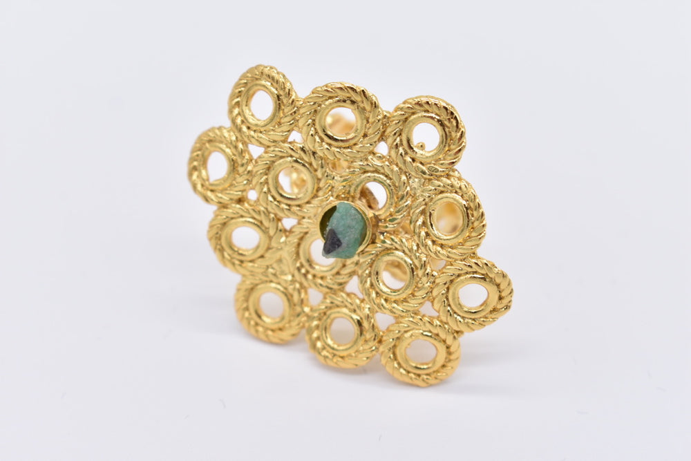 Honeycomb Raw Emerald Ring